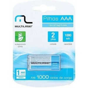 PILHA RECARREGAVEL AAA 1000 MAH C/02