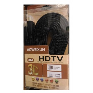Cabo HDMI x HDMI 4 k Ultra HD 3 metros 3D c/ Malha Preto