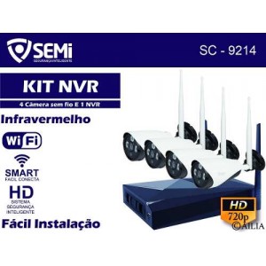 Kit Nvr 4 Cameras Wifi Sem Fio Ip Hd 100m Cftv Infravermelho