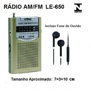 Mini Rádio Portátil AM/FM LE-650 - Lelong